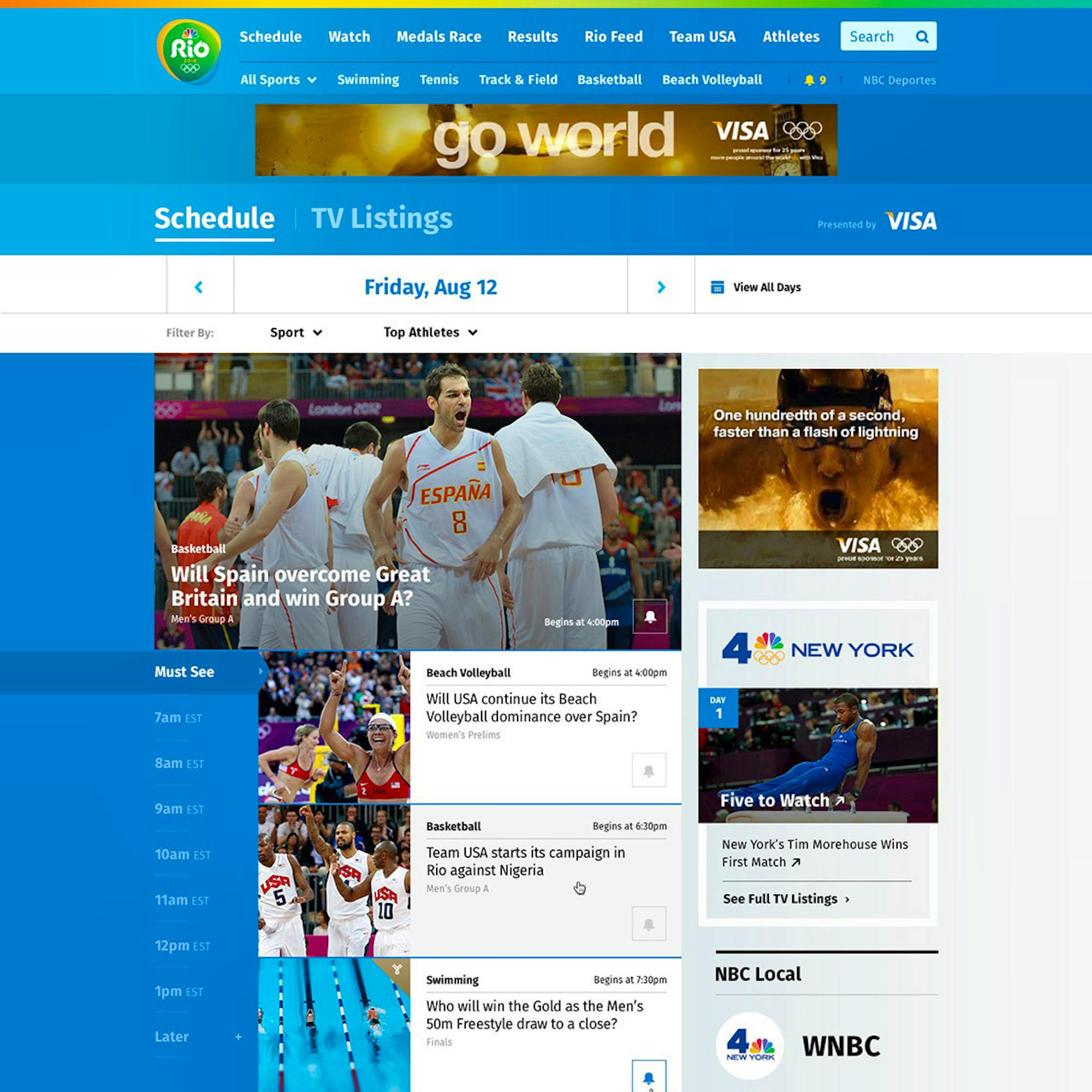 NBC Olympics Rio - Schedule Page