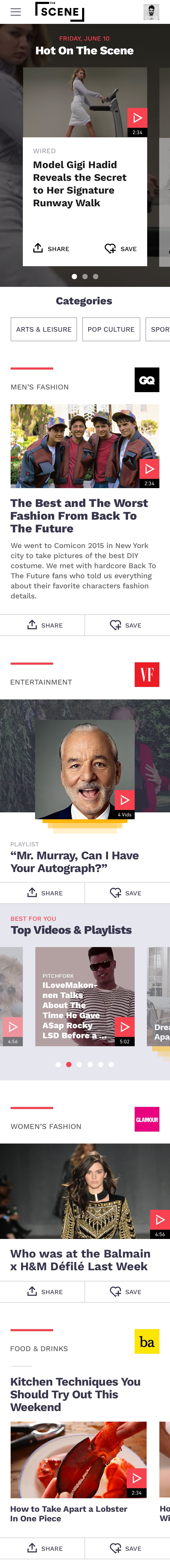 The Scene - Homepage - Mobile Screen