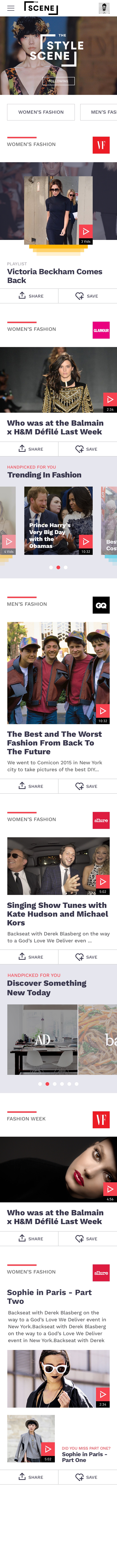 The Scene - Category Page - Mobile Screen