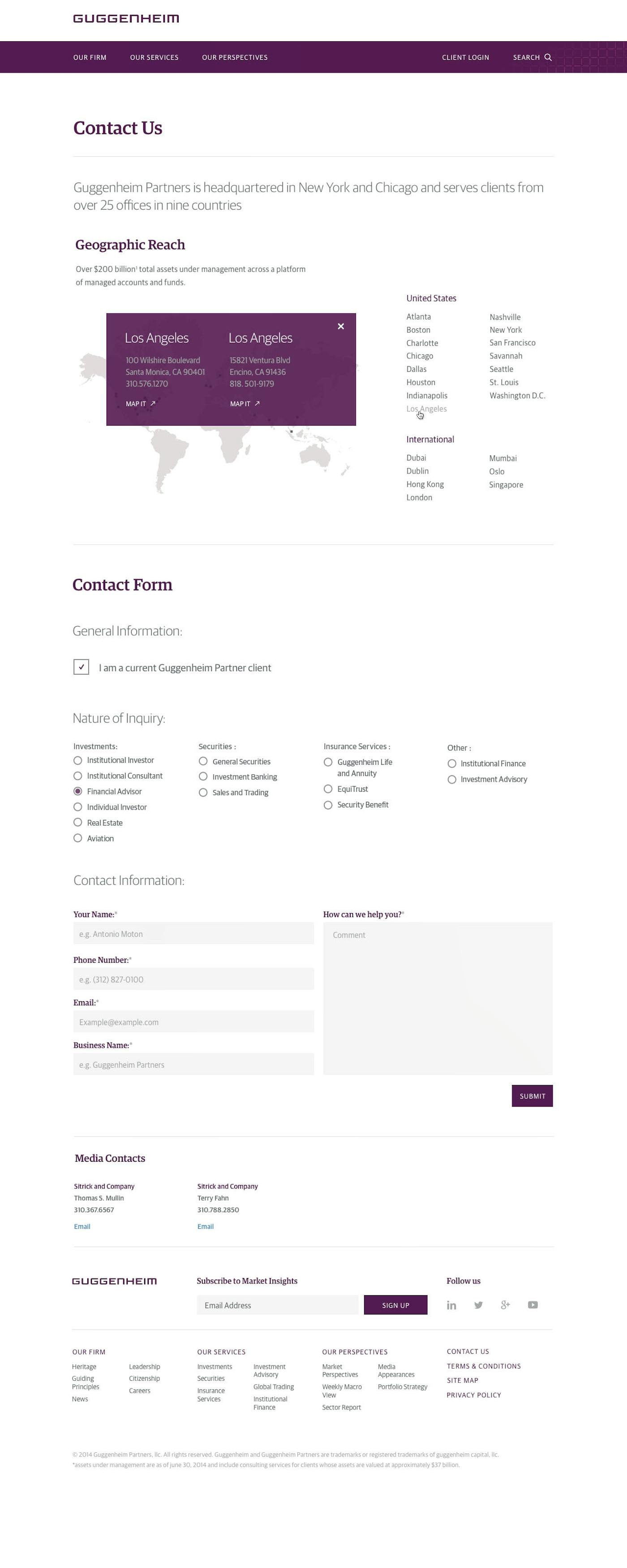 Guggenheim - Contact Us Modal