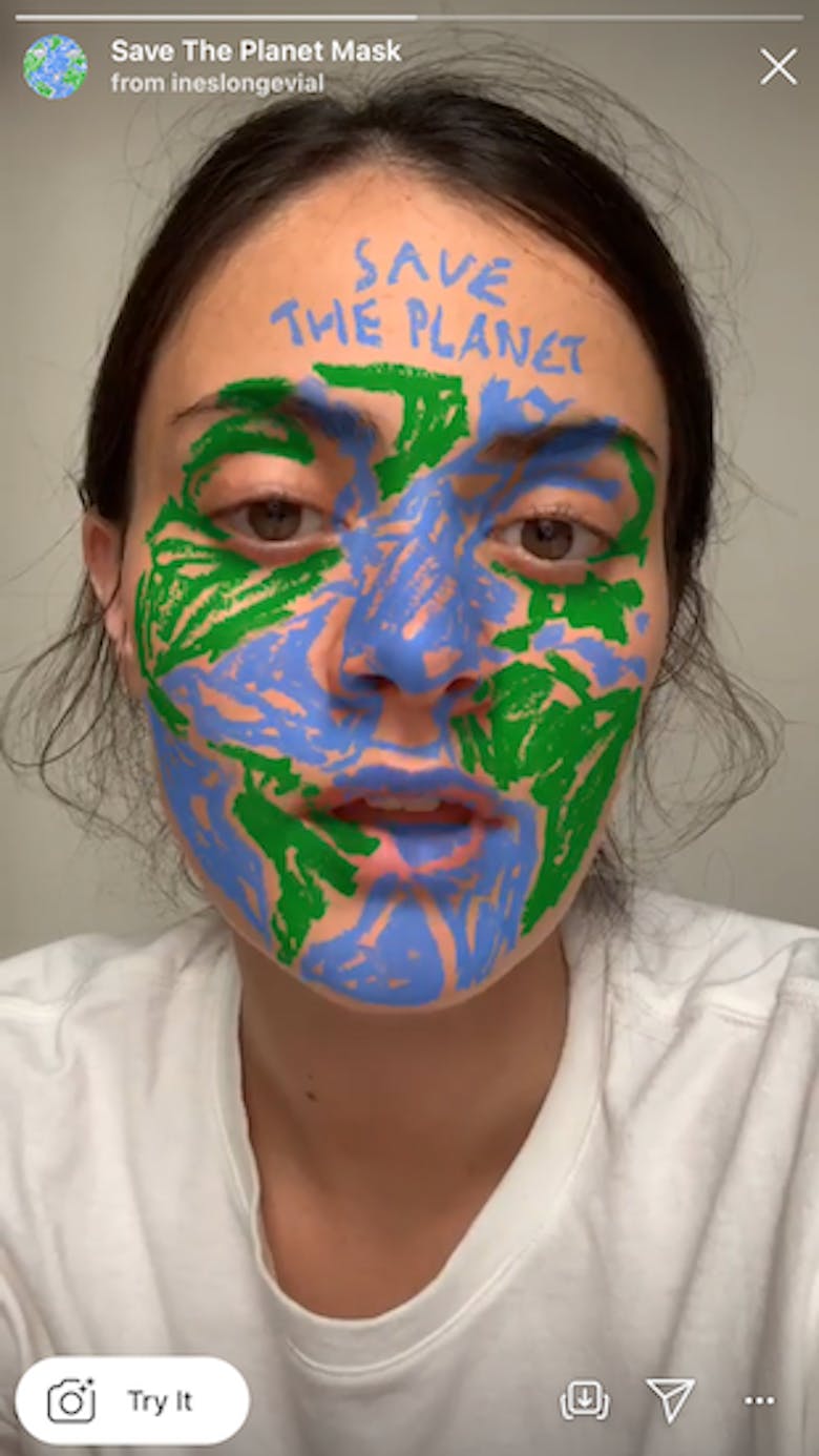 Custom Instagram AR Filter Ines Longevial Savethe Planet 310x551
